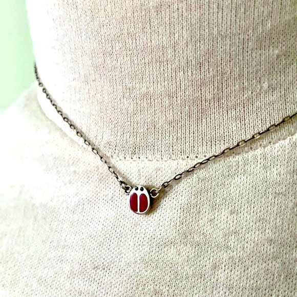 🇮🇹 Silver Children’s Necklace With Red Ladybug - Picture 4 of 16